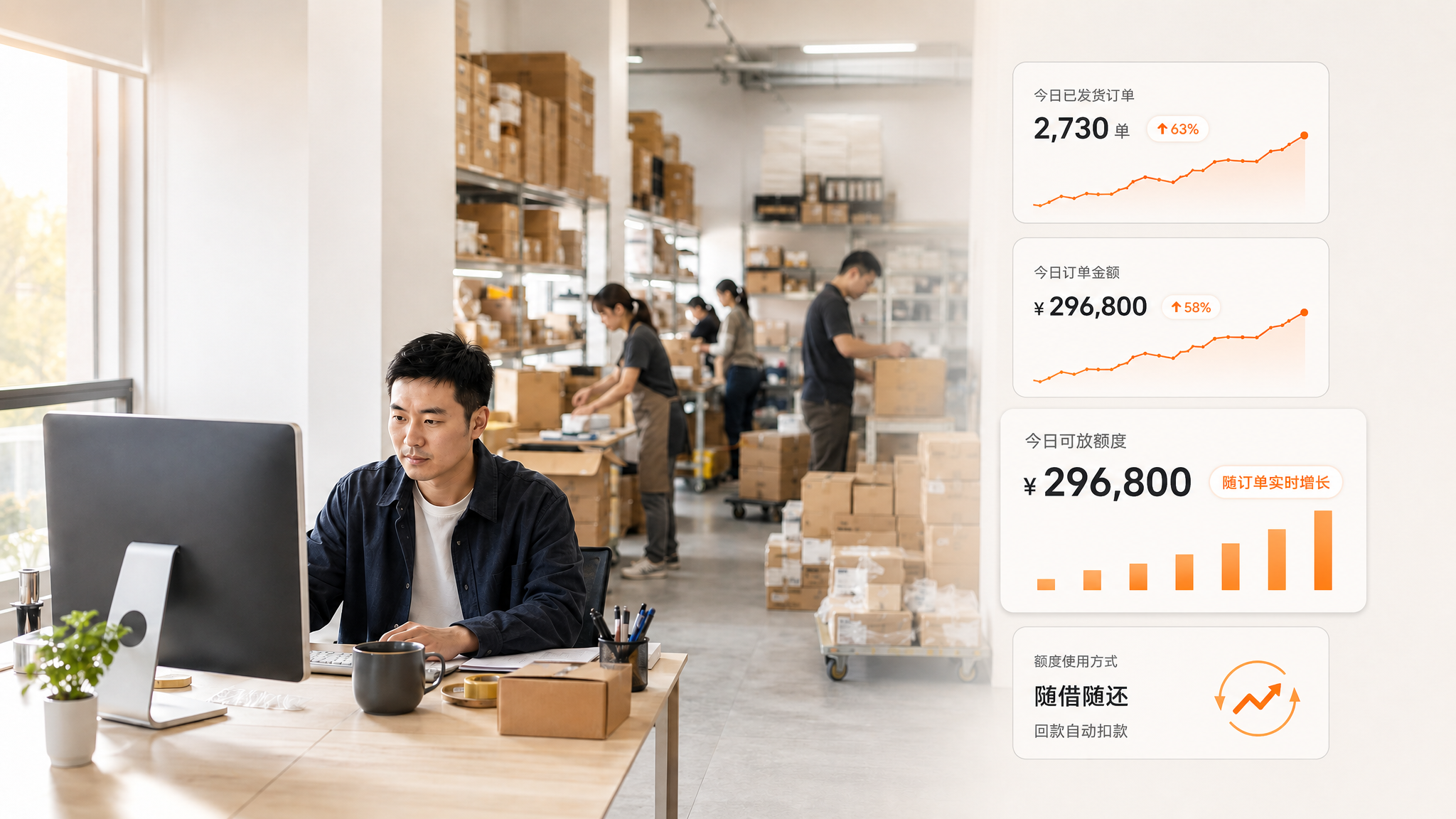 订单增长带动可用额度实时增长